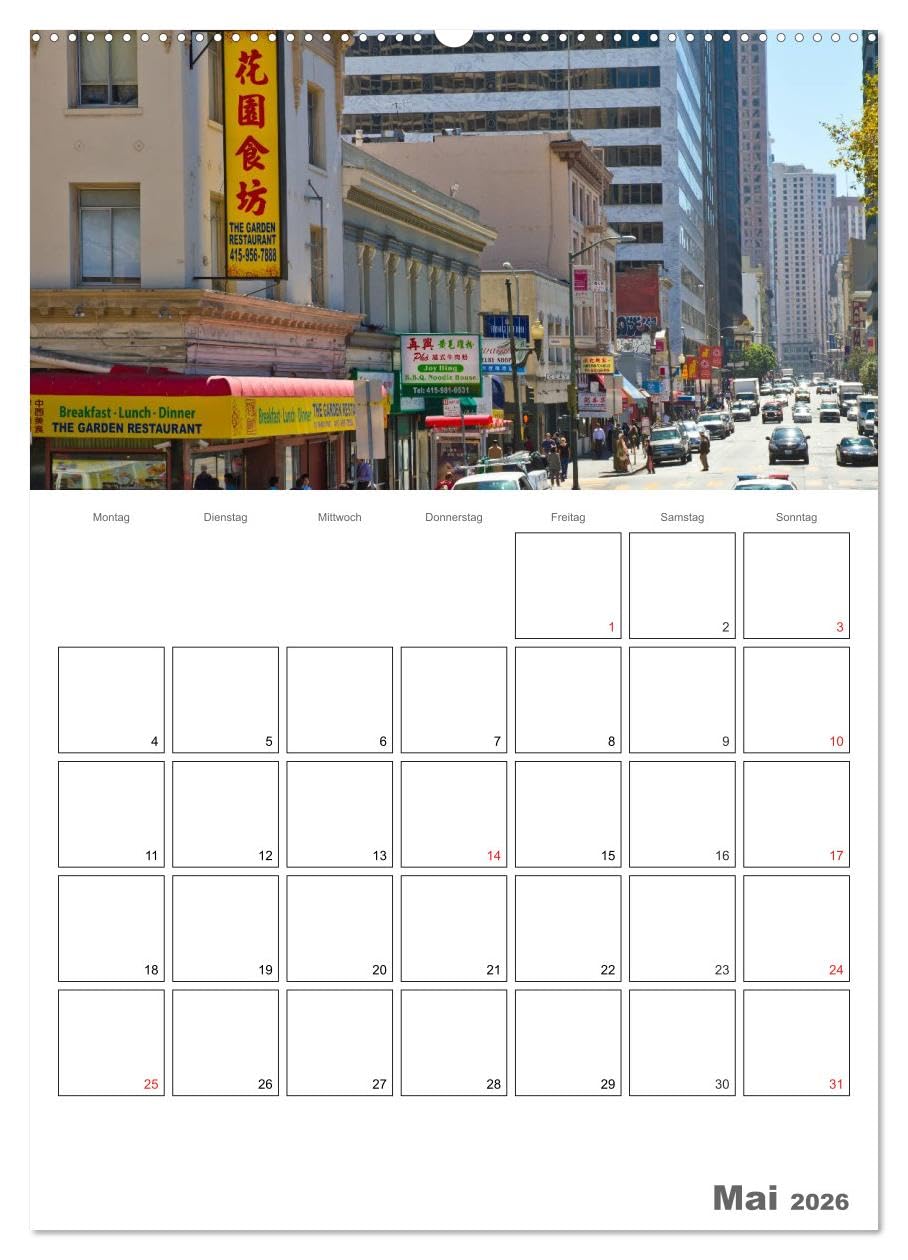 SAN FRANCISCO Terminplaner (Wandkalender 2026 DIN A2 hoch), CALVENDO Monatskalender