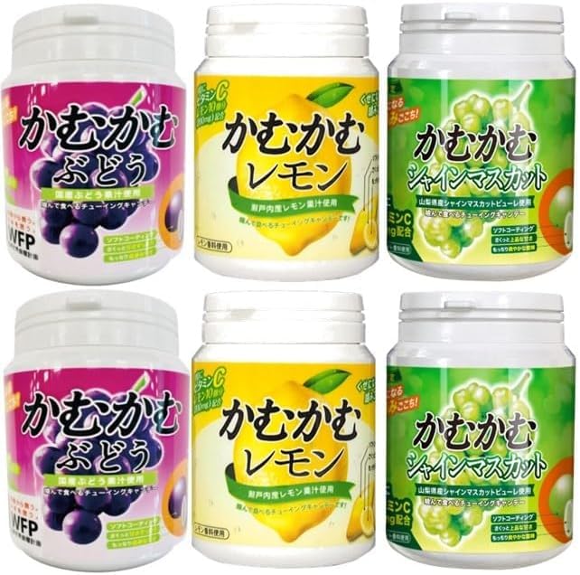 Amazon.co.jp: かむかむ レモン ぶどう マスカット 味 120g ボトル 計6