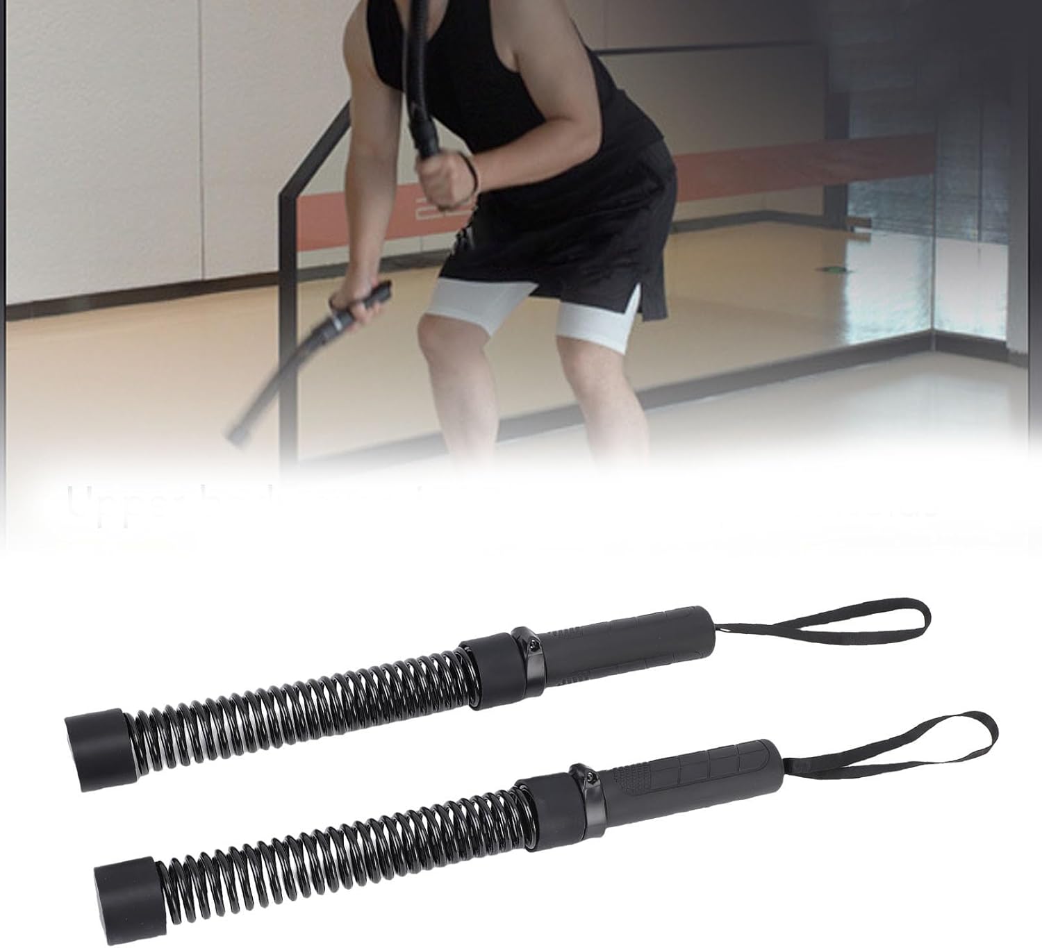 Battle Rope, 2pcs Ropeless Rope, Non Slip Handles with Anti Fall Wrist Straps, Ideal for Full Body Workout At Home Gym Office Park