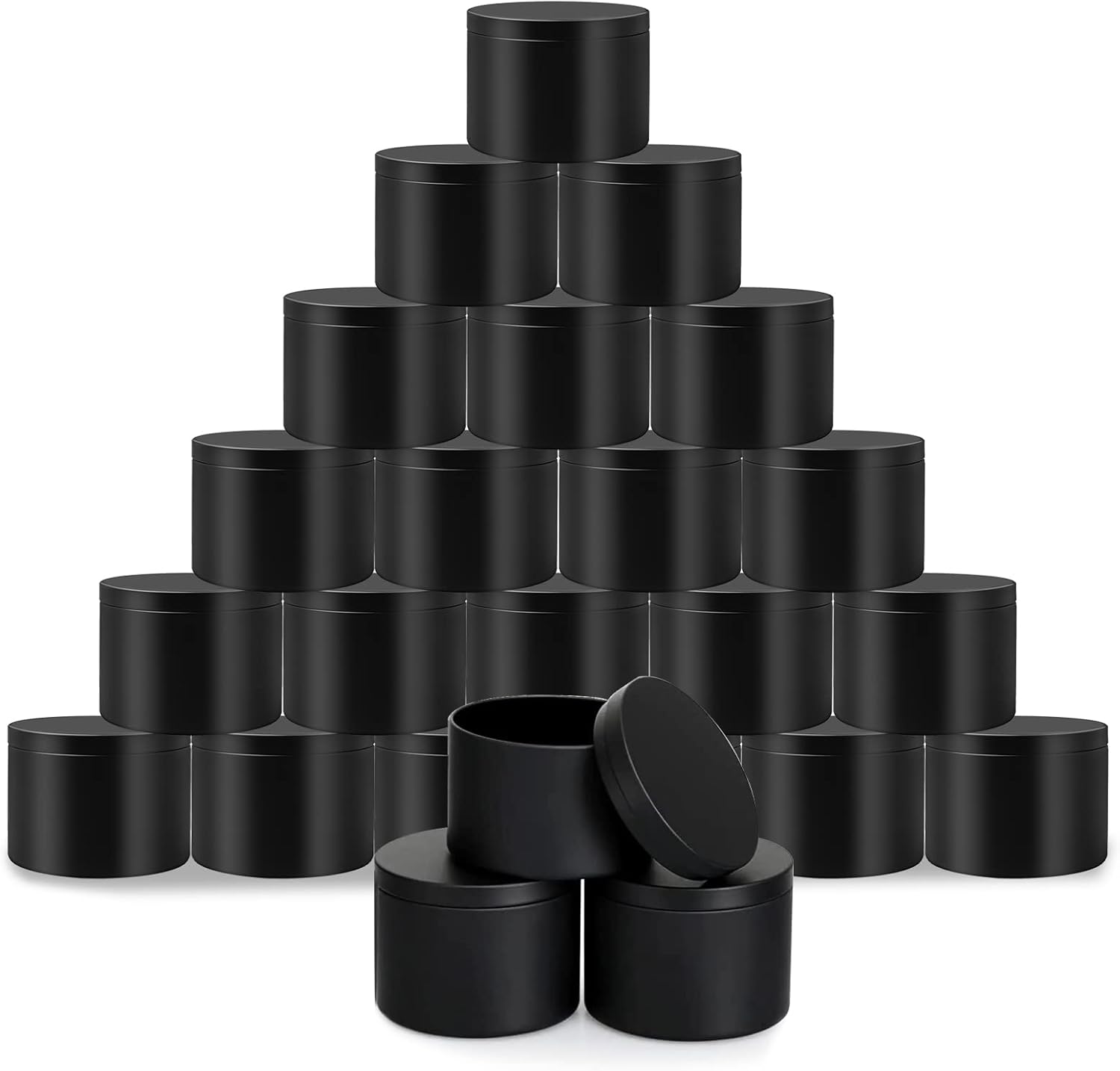 24 Pack 8oz Candle Tins,Black Candle tins for Making Candles Bulk,8 oz Candle Jars,Tin Jars for
