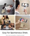 MOFT Phone Tripod Stand Magnetic Selfie Stick for iPhone, Multi-Angles iPhone Stand,Lightweight & Portable Phone Holder,Strong Magnets, MOVAS Vegan Leather,Travel Essentials, Cement（Without Card Slot