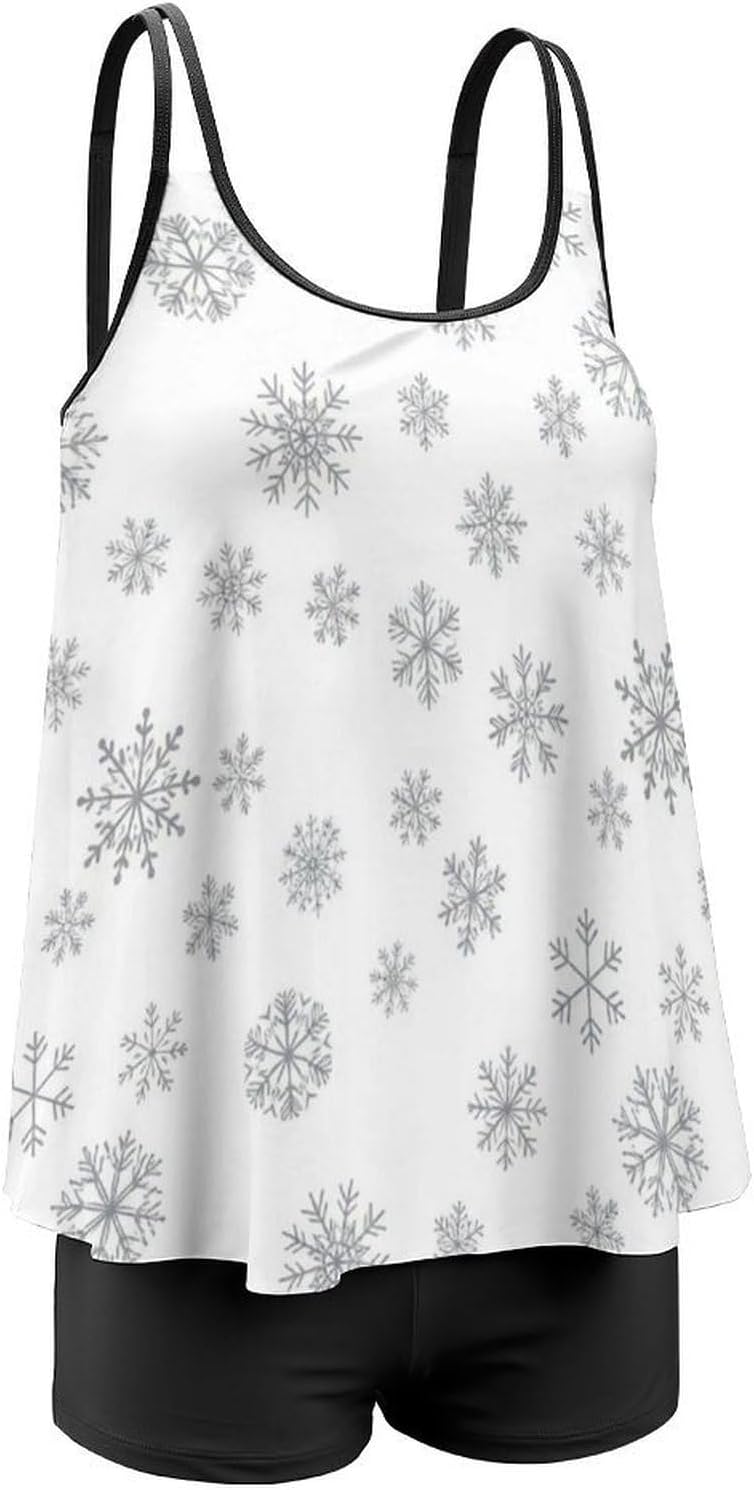 Women's Tummy Control Tankini Set, Loose Fit Tank Top with Shorts Modest Swimwear