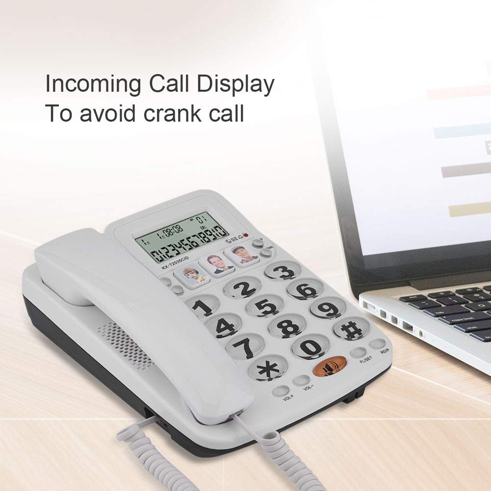 Telefono con cavo, telefono fisso domestico con filo con vivavoce e ID chiamante, telefono con cavo a 2 linee suono chiaro per casa/ufficio/hotel