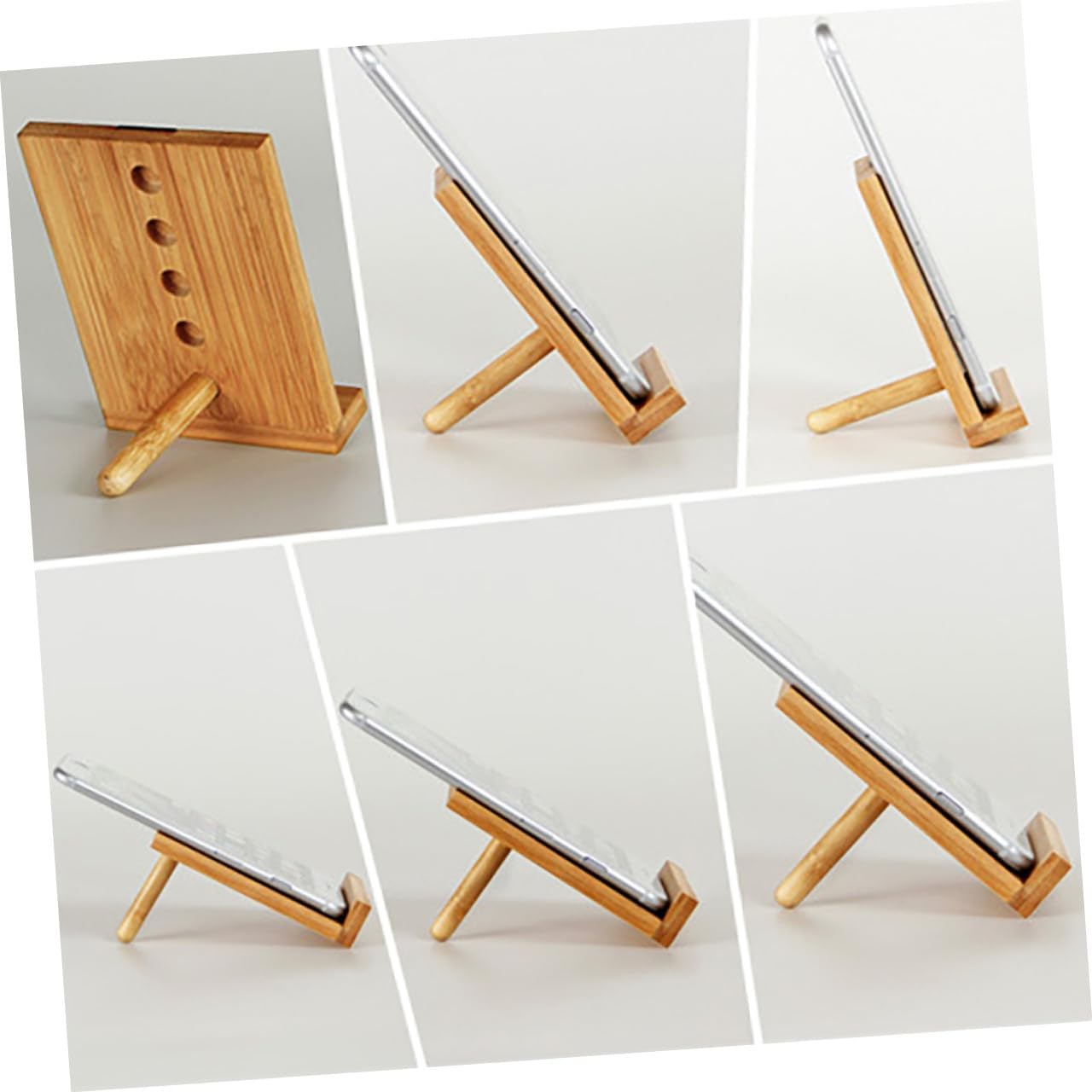 Wooden Phone Stand Tablet Holder Cellphone Holder Desktop Mobile Phone Support Universal Retro Style for Office and Home Use image 5