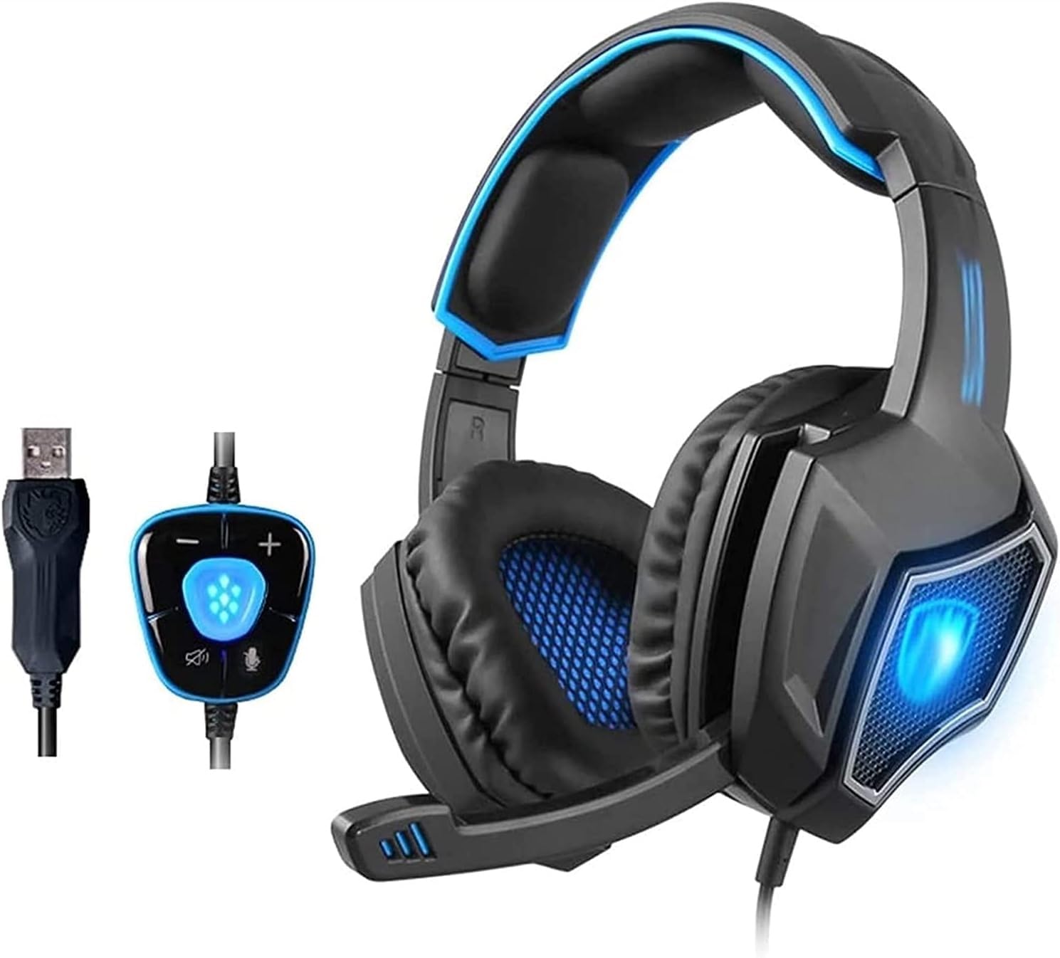 RajoNN Auriculares para Juegos, Auriculares supraaurales para Juegos con micrófono, Auriculares para Juegos de computadora montados en la Cabeza con micrófono, reducción de Ruido (Color: Azul)