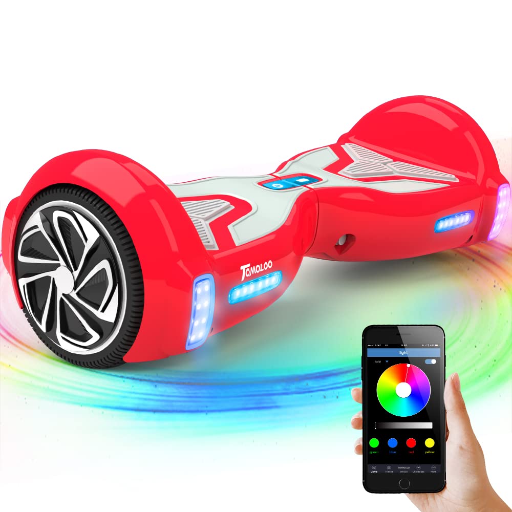 TOMOLOO Music-Rhythmed Hoverboard for Kids and Adult Two-Wheel Self-Balancing Scooter- UL2272 Certificated with Music Speaker- Colorful RGB LED Light