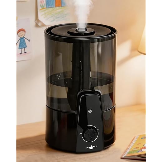 Humidifiers for Bedroom,1.06Gal(4L) Dishwasher Safe Design Easy to Clean, 3-in-1 Humidifier & Aroma Diffuser & Night Light,Top Fill,360° Ultra-Fine Spray,Auto Shut-Off,Home,Baby Nursery,Black