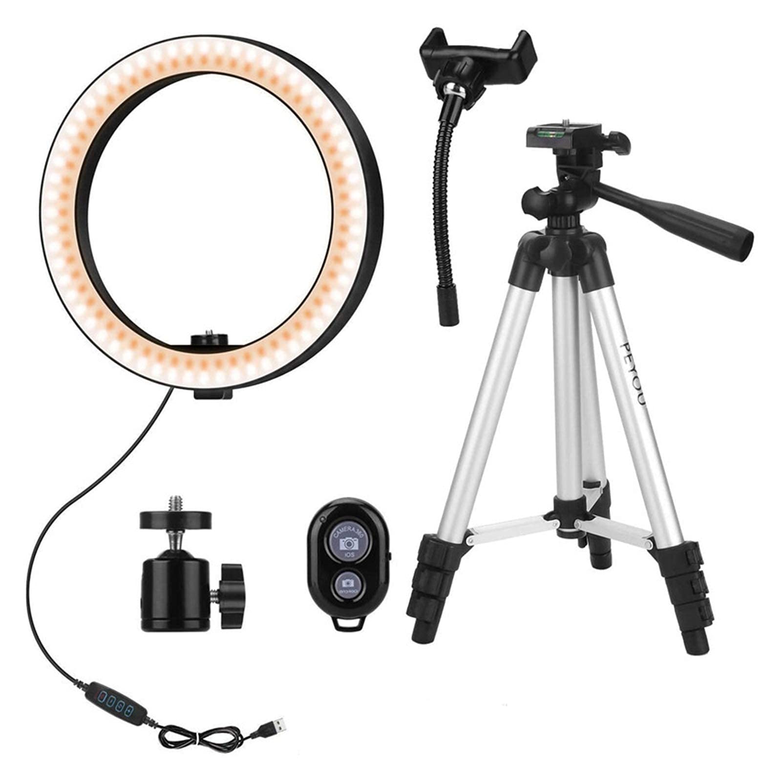 Anello luminoso a LED con staffa per treppiede da 100 cm, utilizzato in studio, video di registrazione selfie con telefono cellulare, luce di riempimento in tempo reale