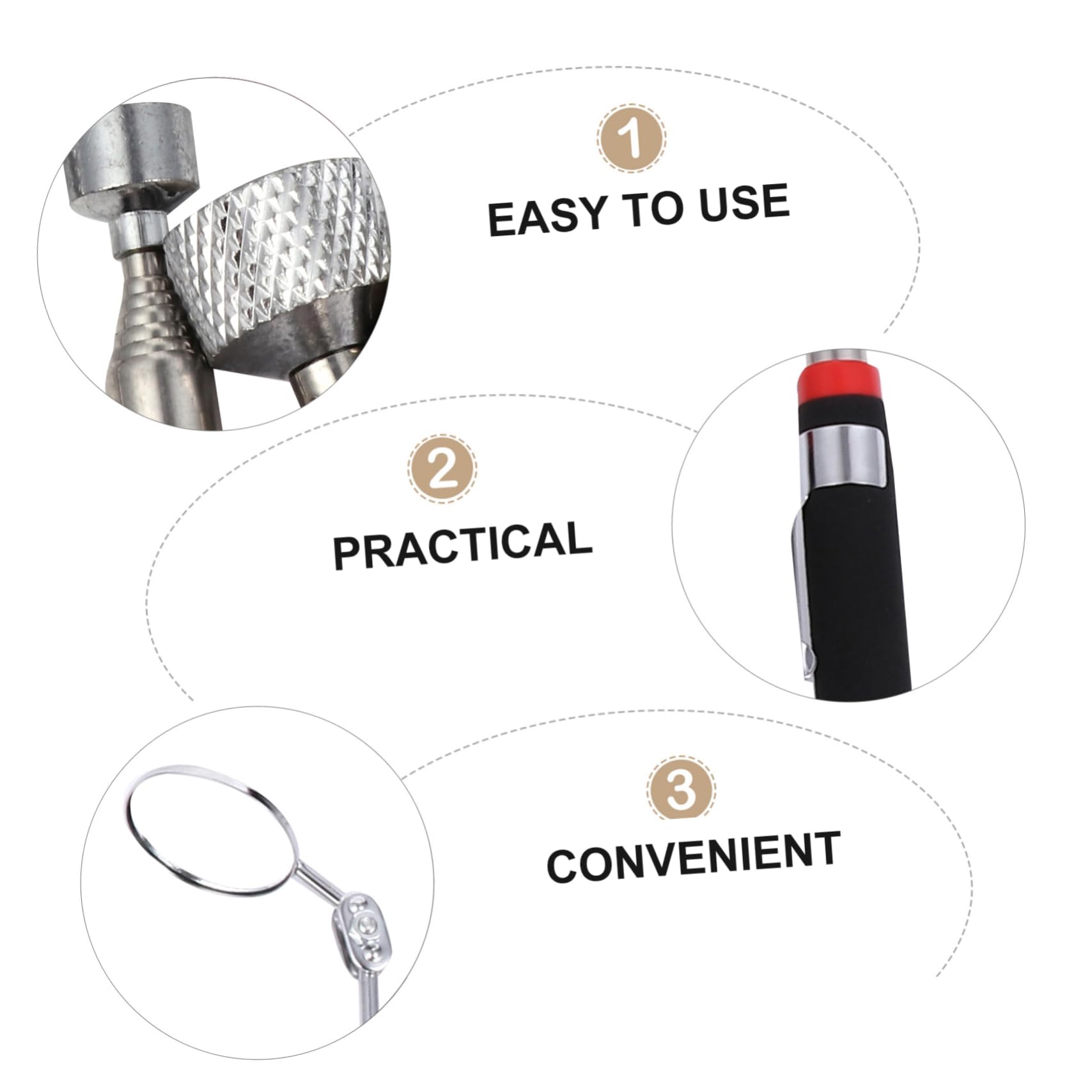MAGICLULU 5pezzi Specchi Di Ispezione Telescopico Strumento Per Auto Magnete e Bastoncino Di Raccolta Robusto e Durevole Per Ispezione e Controllo