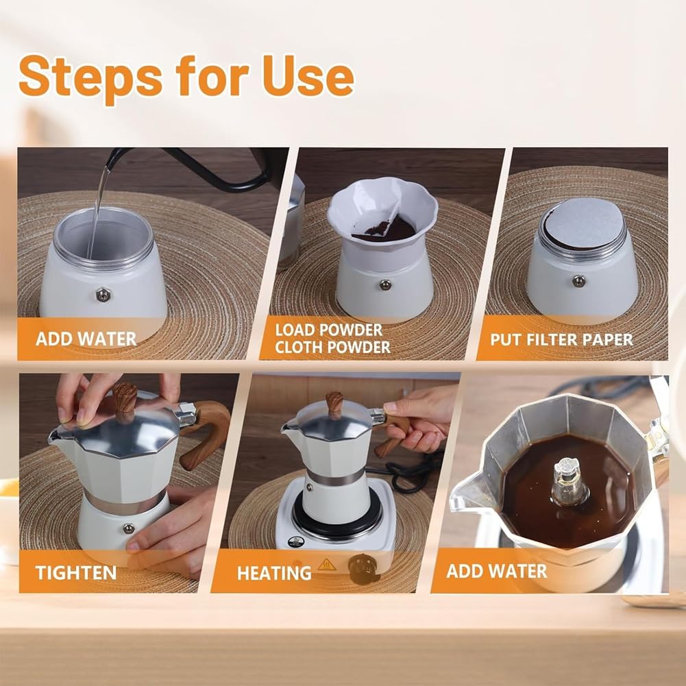 Cafetera Moka de Aluminio con Molinillo Manual y Dispensador de Moka. Cafetera Expreso CláSica para Cocina, 150 Ml (UE).