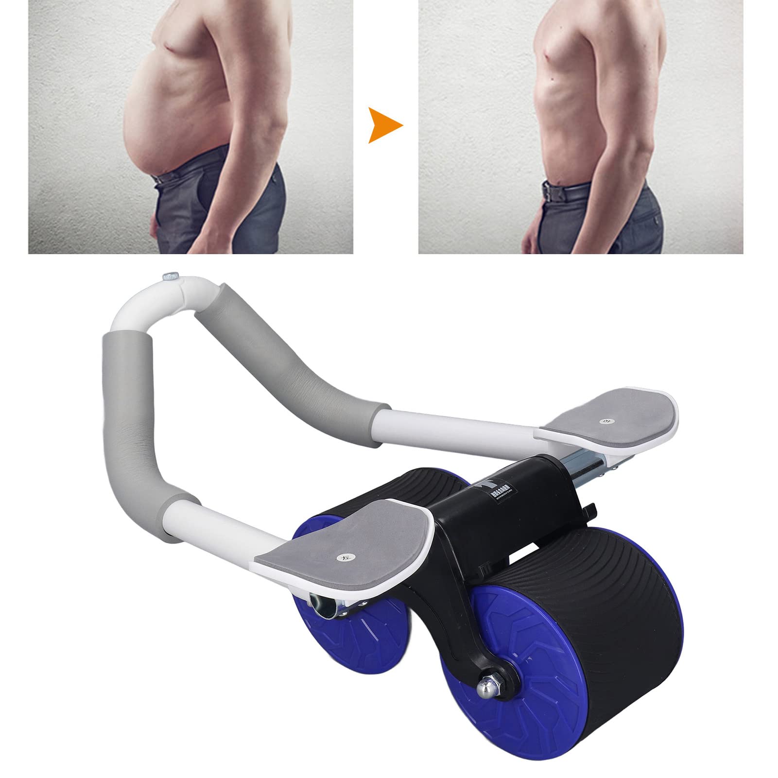 Asixxsix Rueda Abdominal De Rebote Automático, Rodillo para Abdominales con Soporte para El Codo Ruedas Dobles Rodillo para Ejercicios Abdominales para Entrenamiento De Abdominales Core