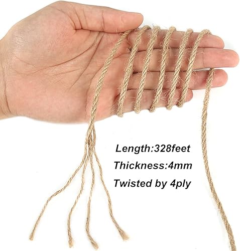 Miniatura 3 de Vivifying Cuerda de yute de 0157in 328 pies cuerda de yute marrón fuerte natural de 4 capas para plantas de jardín manualidades colgar y decorar