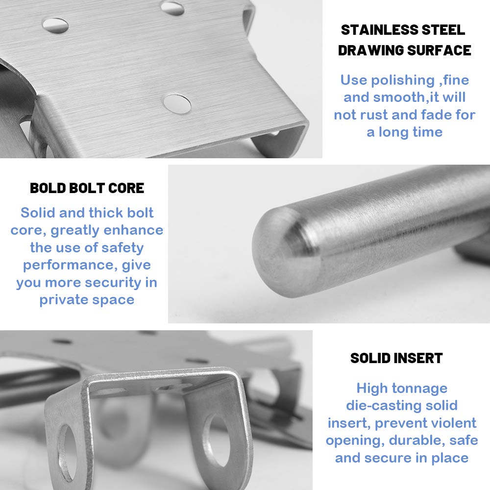 Stainless Steel Latch Heavy Duty Door Bolt Barrel Slide Lock with