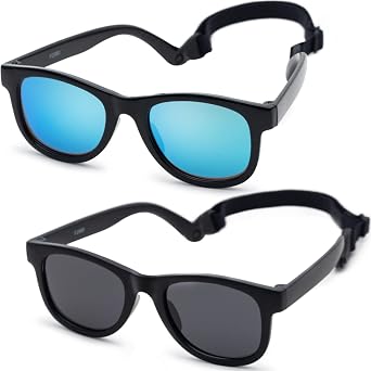 Flexible Polarized Infant Baby Sunglasses with Strap for Newborn Toddler Boys Girls Age 0-24 Months