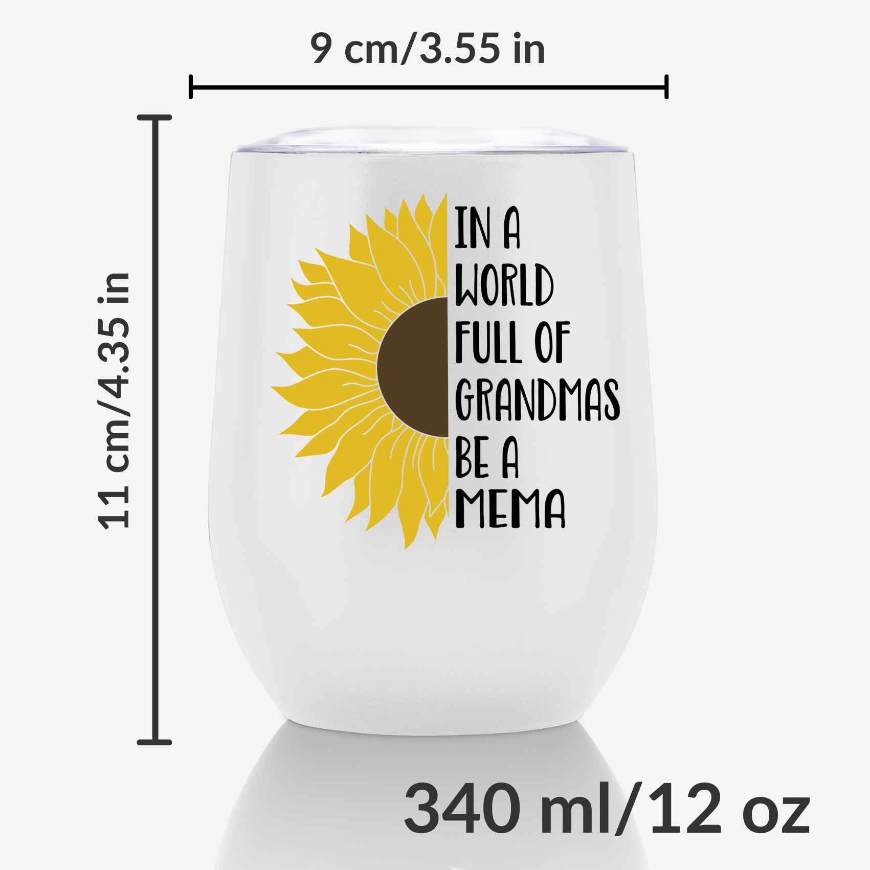 Onebttl Mema Gifts, Sunflower Grandma Gifts, 12oz Stainless Steel Insulated Tumbler for Sunflower Lovers, Perfect for Mother's Day, Birthday