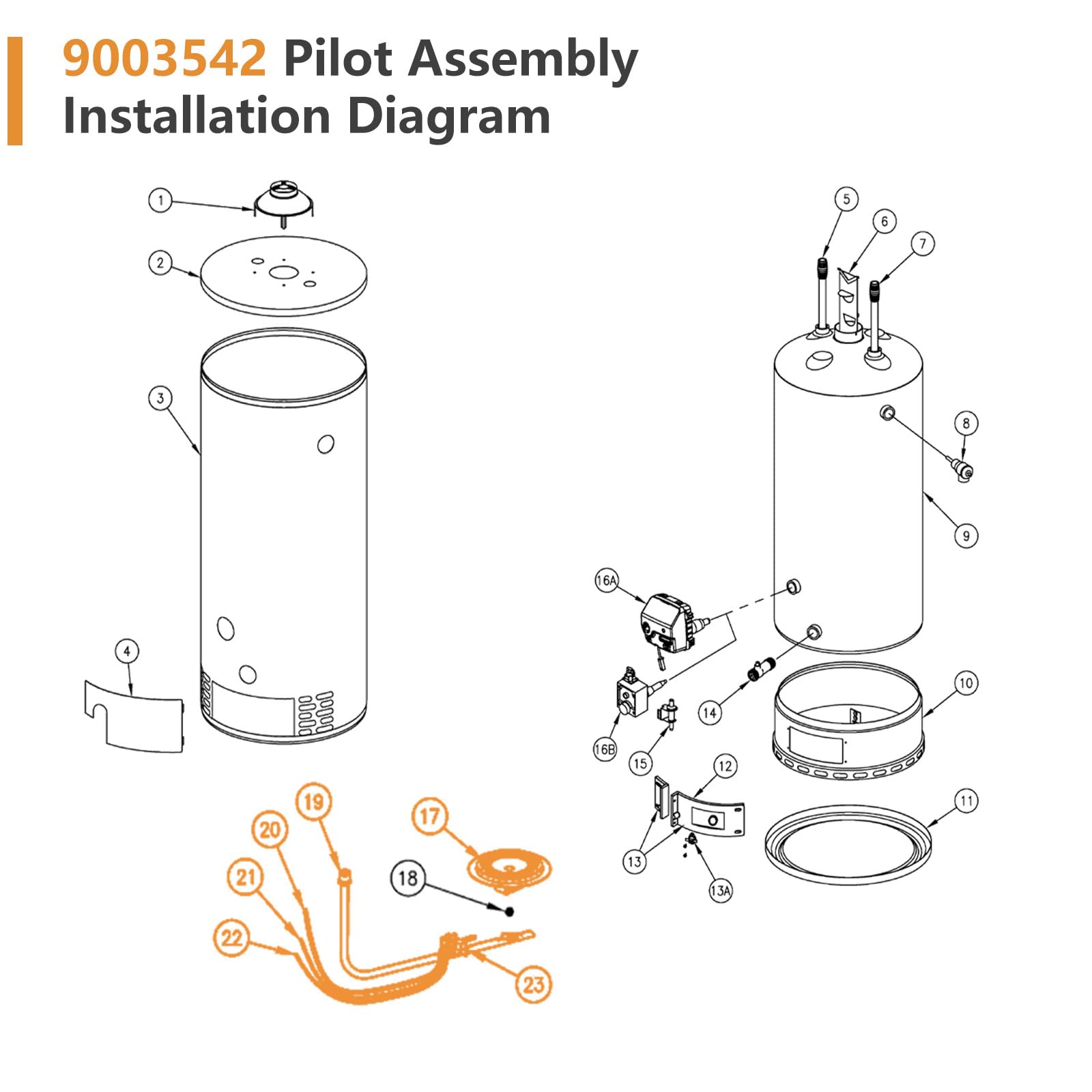 A.O. Smith Pilot Natural Gas Pilot Assembly Replacement For Reliance, A.O. Smith, Kenmore, State Water Heaters - Part 9003542 A.O. Smith Kenmore Pilot Replacement - View #5