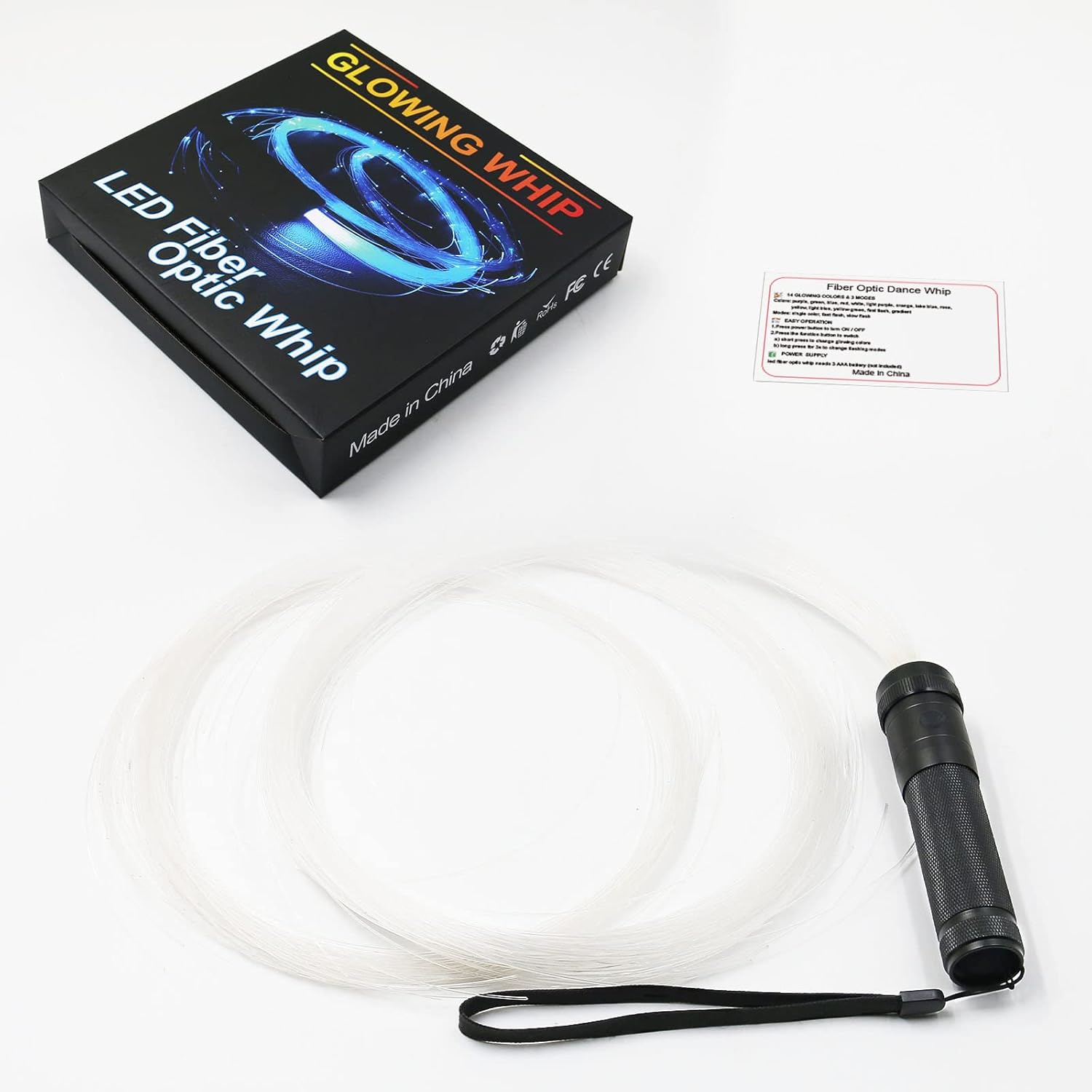 LED Fiber Optic Whip,Super Bright Dance Whips,360°Swivel Pixel Rave Whip,42 Color Effect Modes,for Dancing,Parties,Light Shows,Concerts,Live Performances