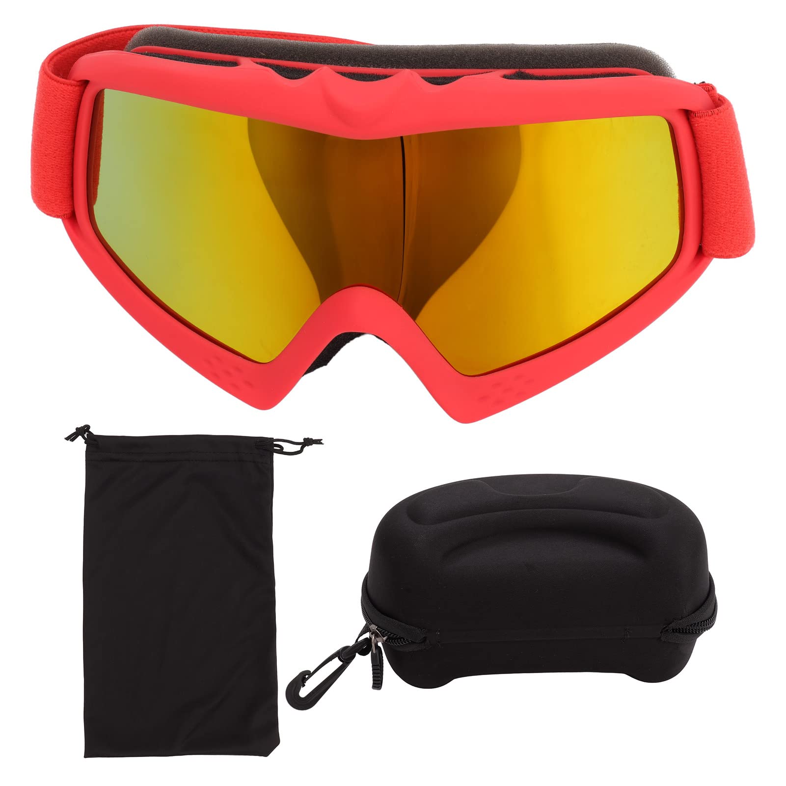 Lunettes De Ski pour Enfants - Lentille De Revêtement HD Protection UV Résistance Aux Chocs Lunettes De Neige Réglables pour Le Ski(Rouge)