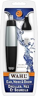 Wahl Canada ear, nose & brow trimmer, Stainless steel blades, Wet/Dry Battery Trimmer with 2 interchangeable Heads, Fast and hygienic trimming, Ear Trimmer, Facial Grooming, Brow Trimmer - Model 5546