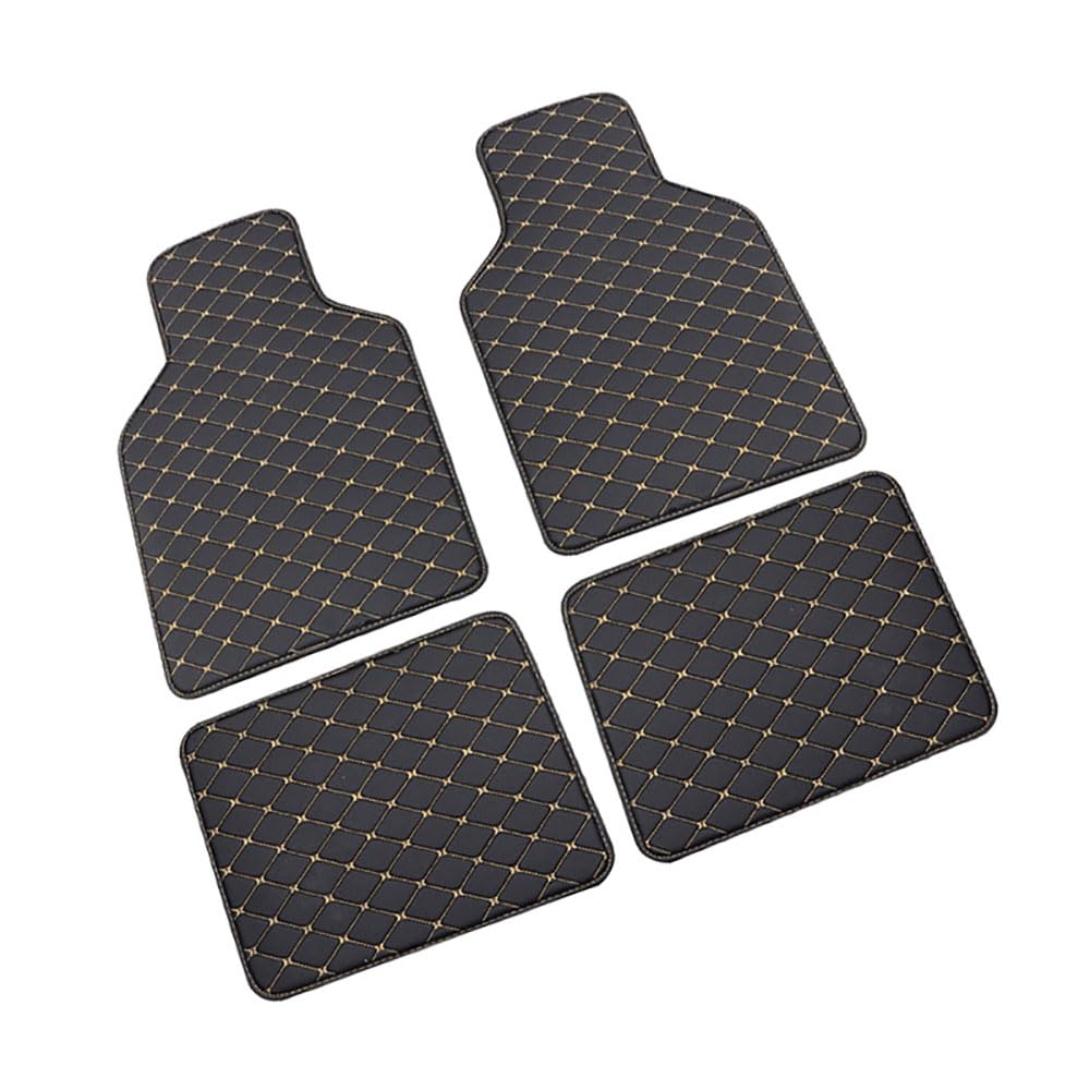 Car Mats UNIVERSAL for Porsche Macan GTS 2016-2025, Anti Slip Backing Black Binding Trim Edge Waterproof Easy To Clean Floor Mats,Black-Beige