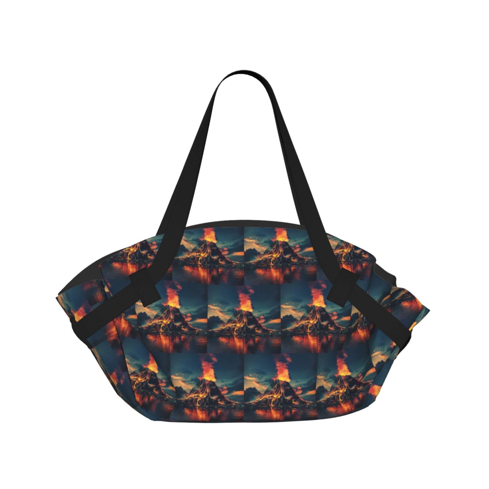 UVBDF volcano 2-in-1 Camping Blanket Tote, Waterproof Stylish Printed Outdoor Bag for Beach Park and Picnic