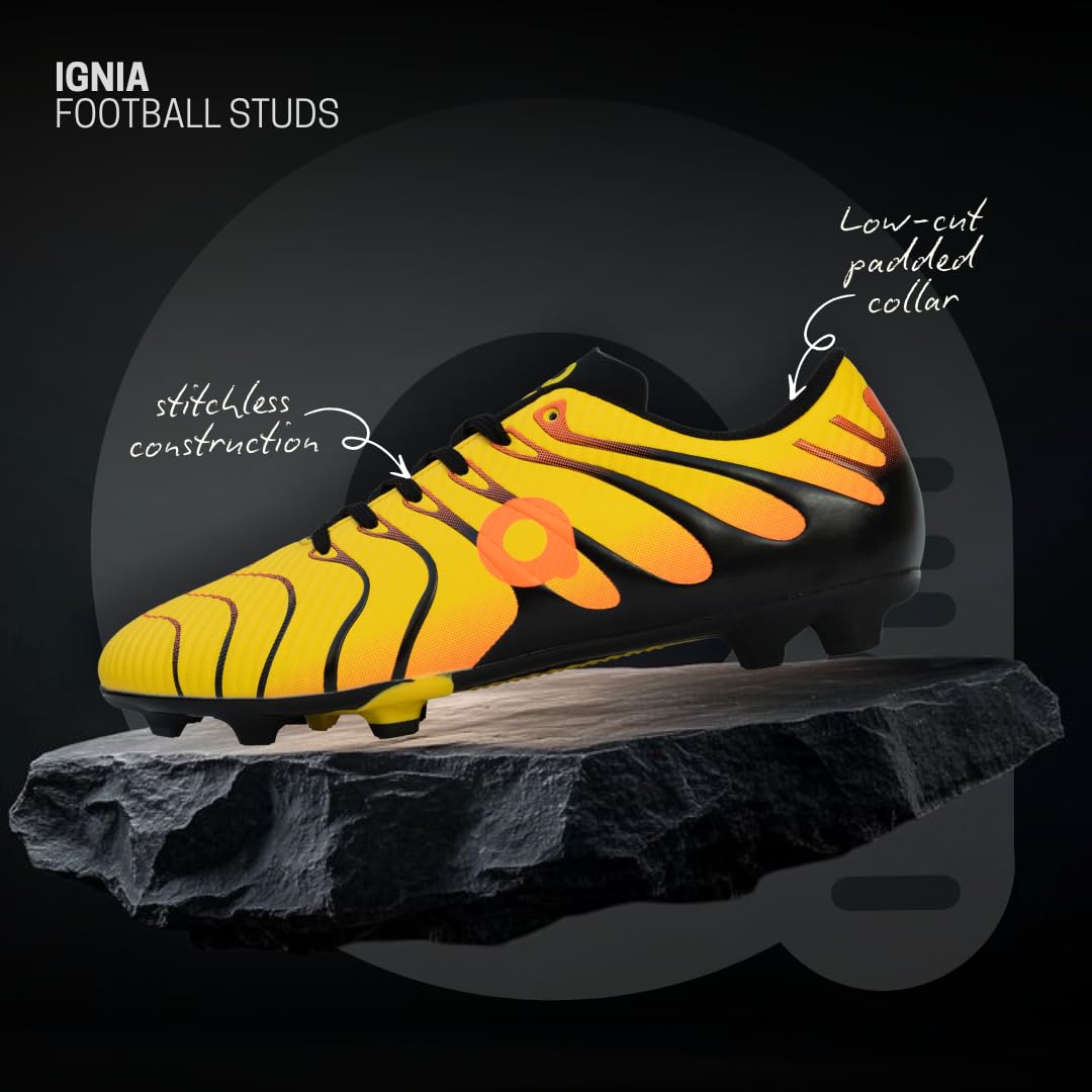 AIVIN IGNIA Football Shoes - Yellow/Orange | Lightweight Comfort & Maximum Grip | Best for Competitive Soccer Players | Sports Cleats | Football Footwear | Football Sports Shoes (Yellow/Orange, UK Footwear Size System, Adult, Men, Numeric, Medium, 8) 3