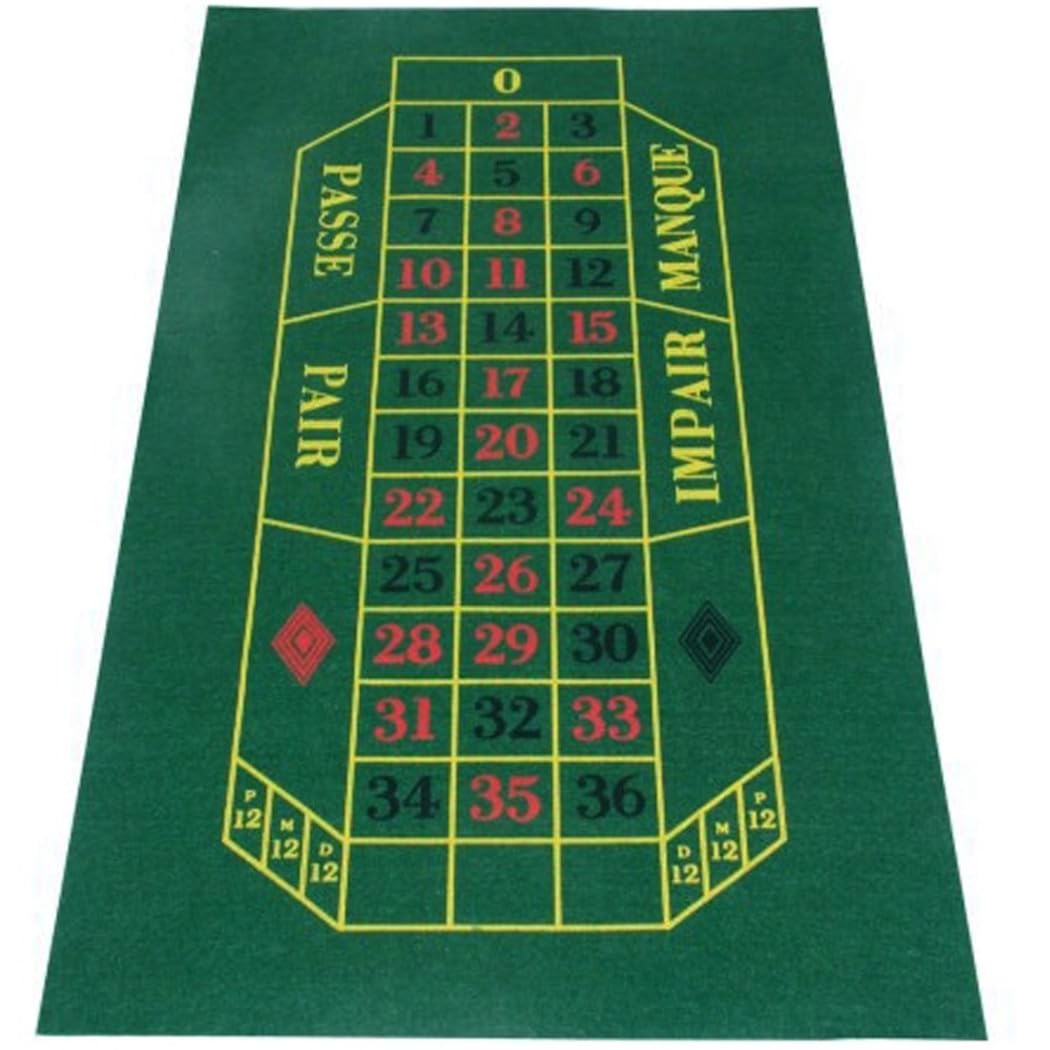 Tappeto da Tavolo Verde Feltro per Roulette Gioco Pallina Casino Games