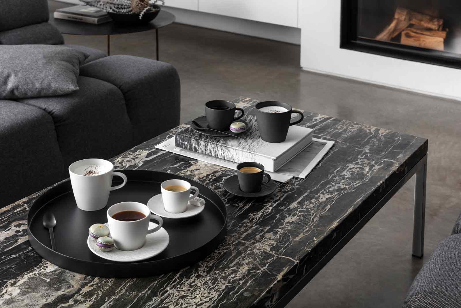 VILLEROY & BOCH Tazzina Espresso Con Piattino - Porcellana Nera Opaca, Design Moderno - Foto 4