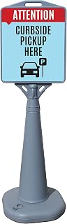 Curbside Pickup Here - Floor Standing Sign (Water Filled Base)