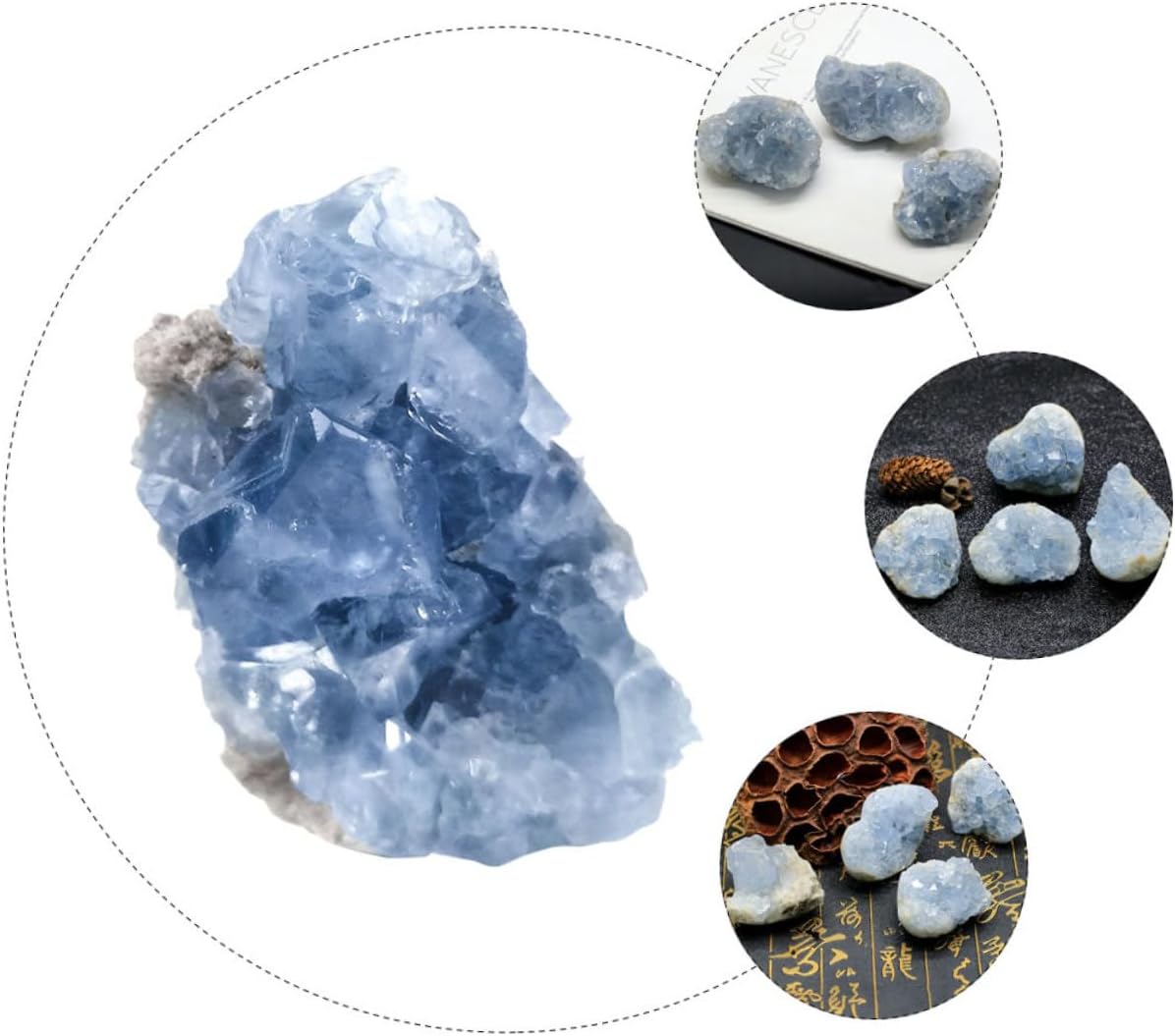 1pc Natural Celestite Crystal Mineral Specimen Random Shape Desktop Ornament for Healing and Meditation Beautiful Natural Ore Stones for Home and