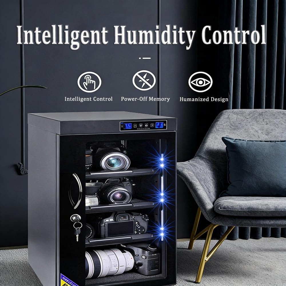 Gabinete seco digital para lente de cámara y equipo, deshumidificador electrónico silencioso con control de humedad ajustable