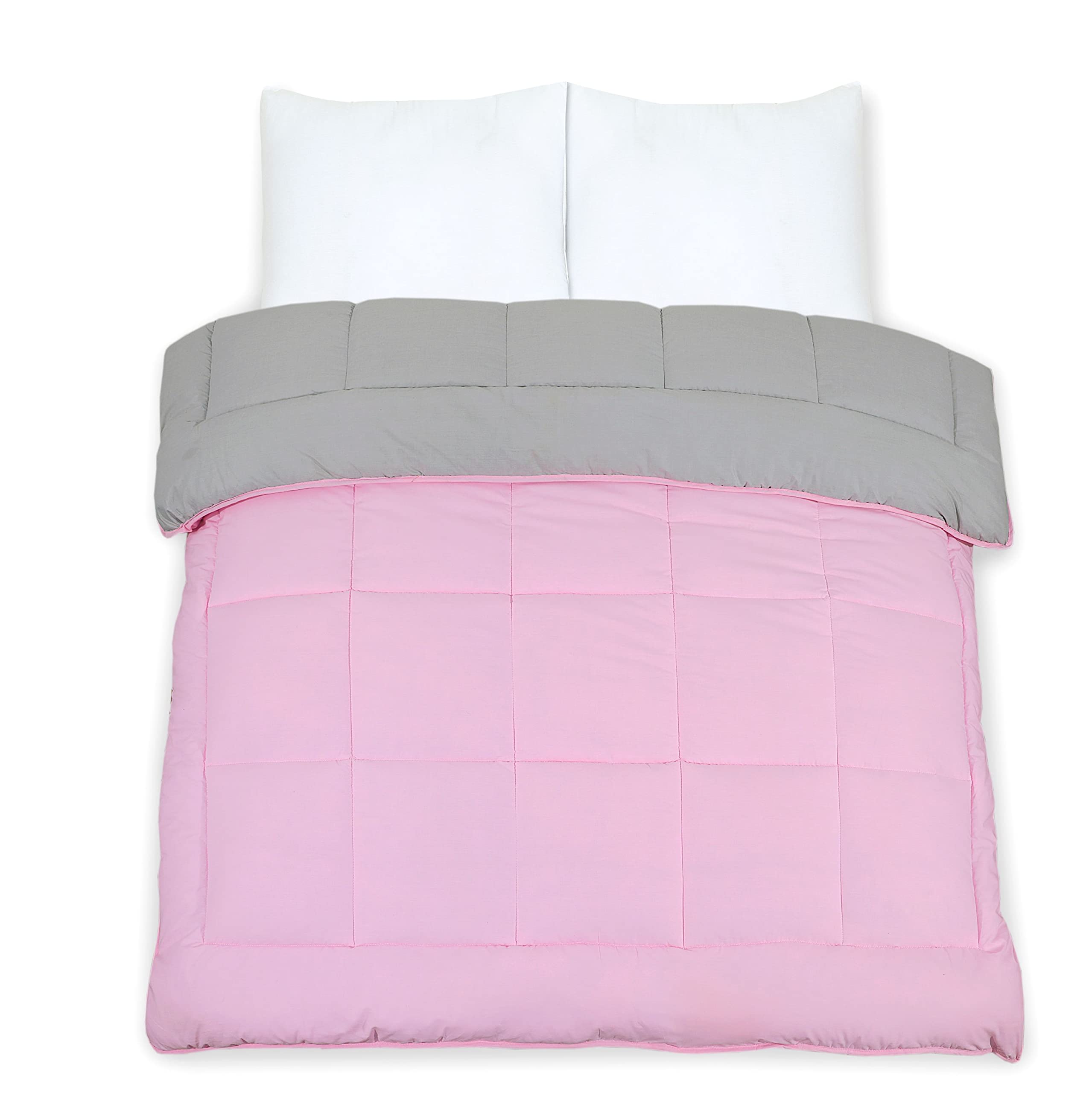 Couette Réversible King Size SleepyNights – 13,5 Tog – Couleurs Rose & Gris – Polycoton – Sans Housse