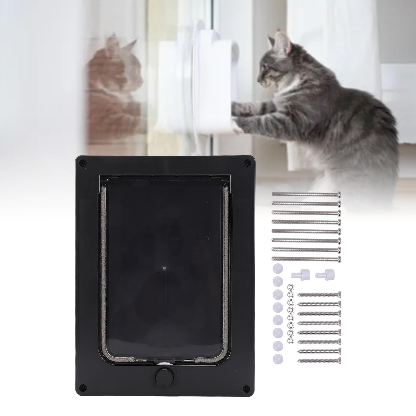 Haustiertür für Katzen und Kleine Hunde mit Magnetverschluss, Katzenklappe mit Schloss, Wetterfest, für Innen- und Außentüren, Größe S