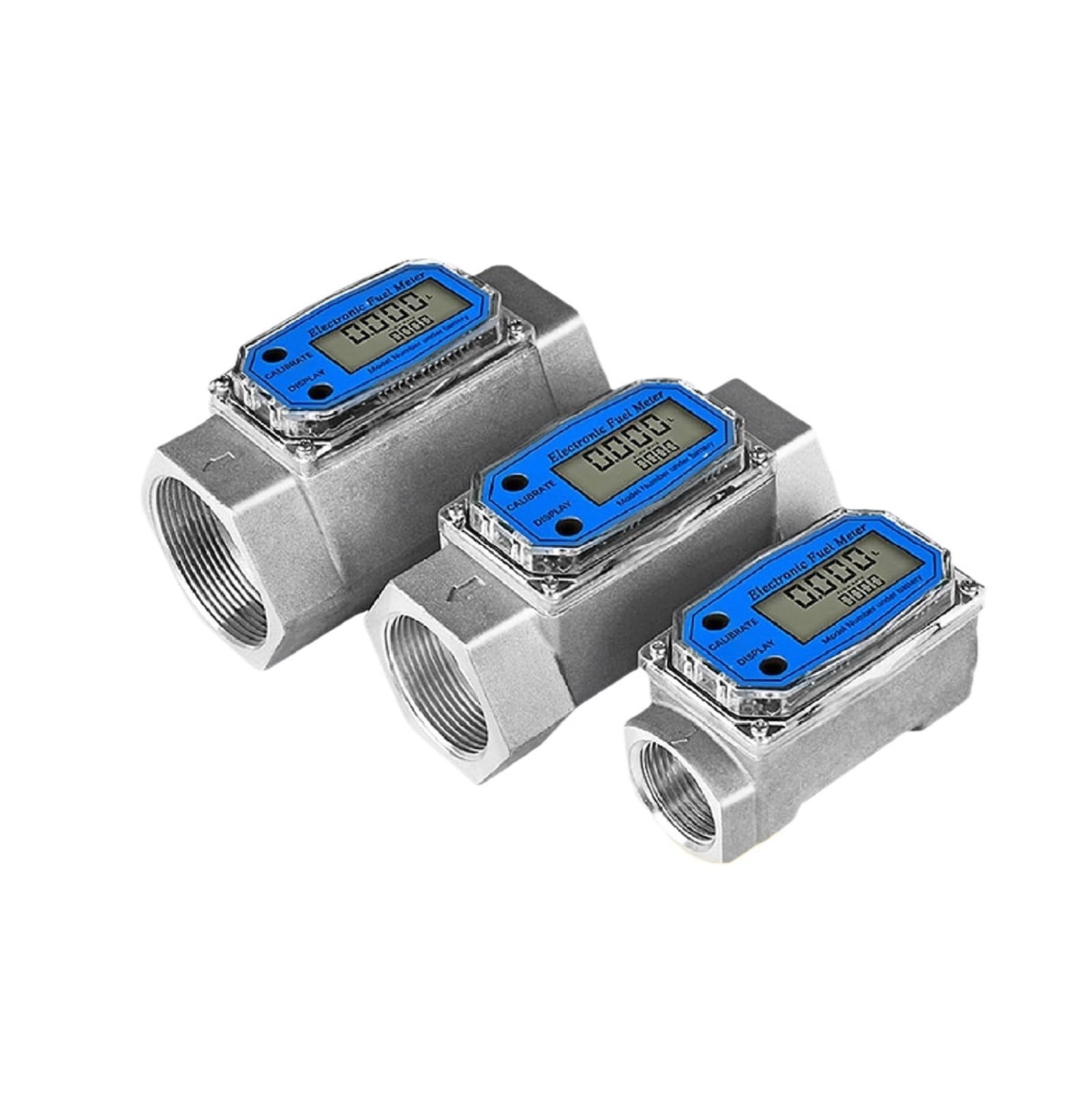 Electronic Turbine Flowmeter Digital Fuel Meter LCD Display Methanol Liquid 1-2 Inch Threaded Aluminum(2inch Al Alloy)