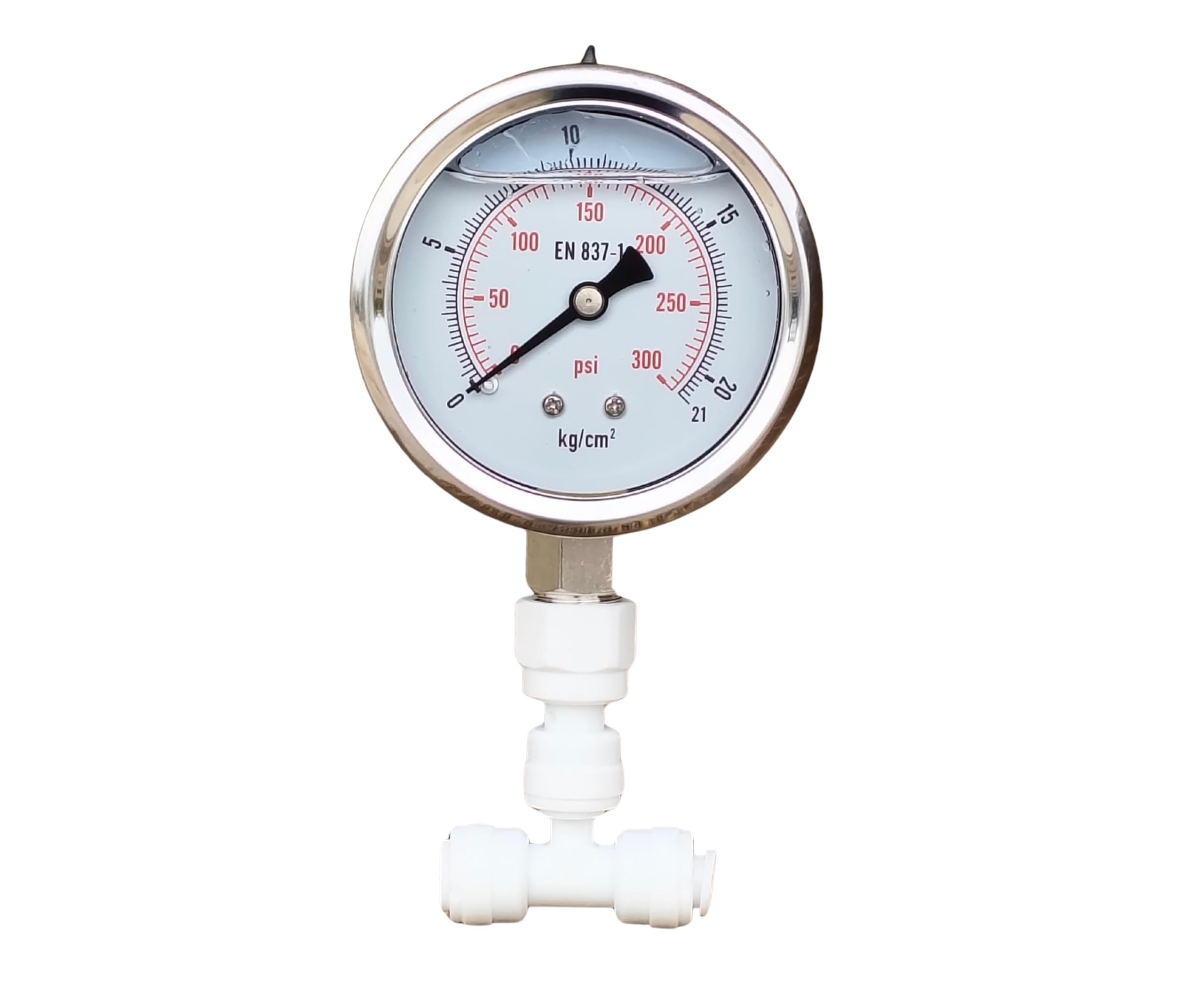 Parijata Water pressure Gauge | Gly filled Pressure Gauge, Bottom 1/4" BSP 0-21 kg/cm² with Tee connector-image-42