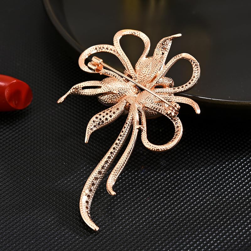 Image of Flower Brooch for Women Rhinestone Flower Brooch Pins Floral Brooches Jewelry Gift for Mom Wife