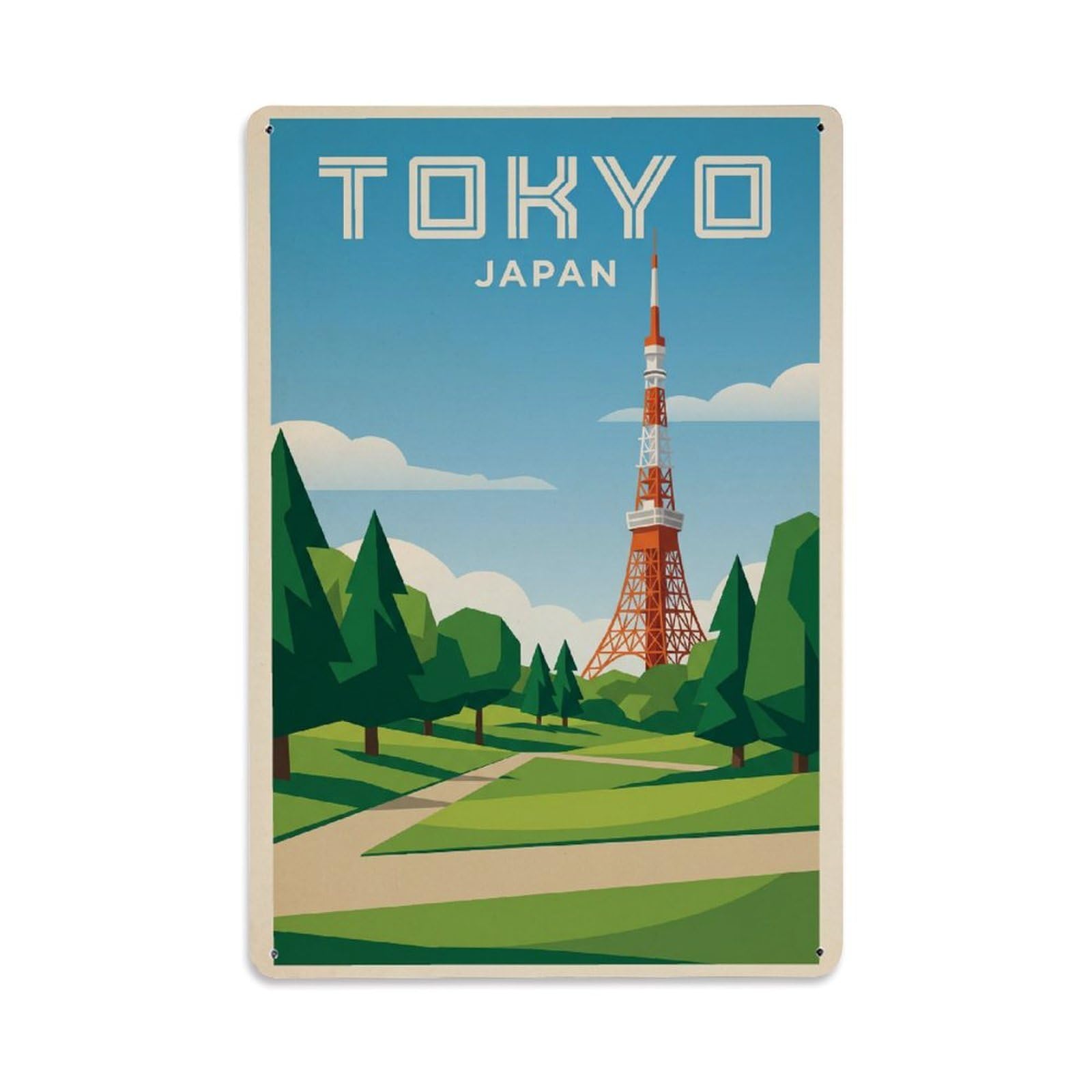 Gead 8X12inch Style Vintage Travel Tokyo Japan Shiba Metal Tin Sign