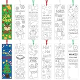 ANGOLIO 75Pcs DIY Christmas Bookmarks Coloring Activity Kit - Blank Bookmark Cards for Kids Holiday Crafts, Party Favors, Classroom Prizes Goodie Bag Fillers