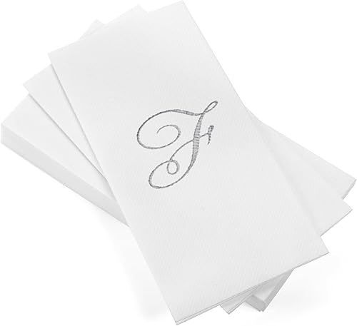 AMERICAN HOMESTEAD - Toallas de mano desechables – Servilletas de invitados con monograma de lámina plateada – Toallas de papel de baño similares al