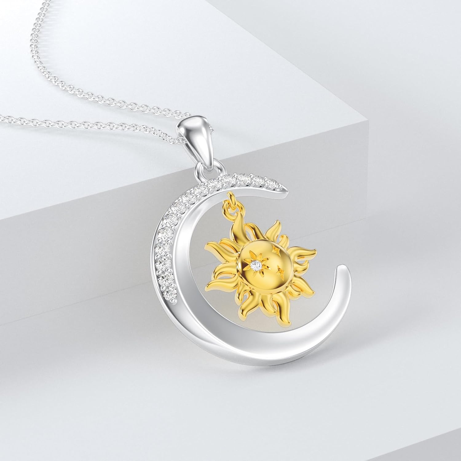 Diamond Moon and Sun Necklaces for Women 925 Sterling Silver Sun Moon Pendant Mothers Day Birthday Jewelry Gifts for Mom Wife Girlfriend - Image 4