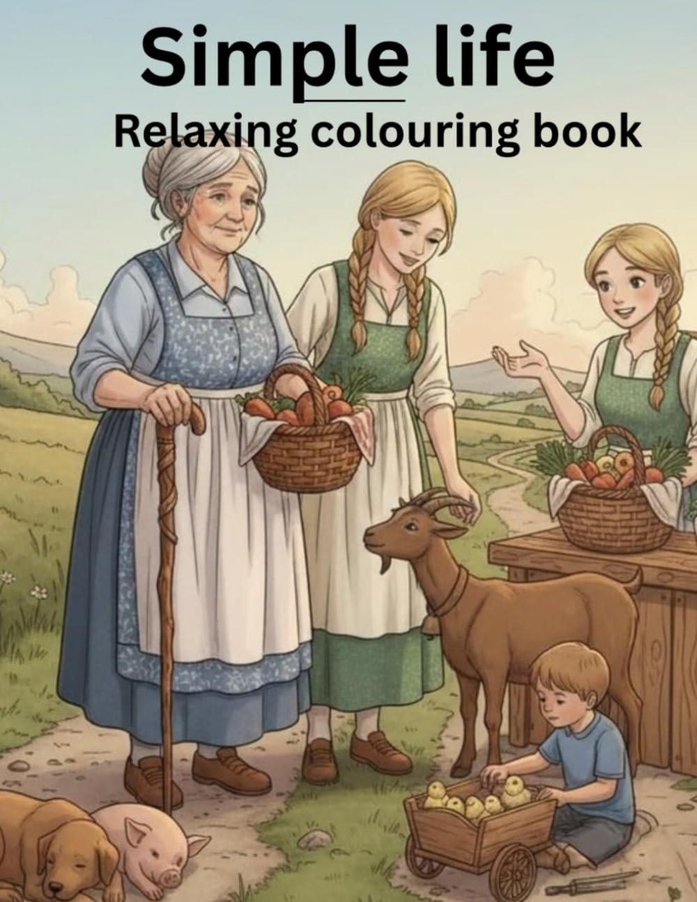 The Simple Life: A Cozy Cottagecore Coloring Book of Rustic Farmhouses, Country Gardens, and Peaceful Mornings.