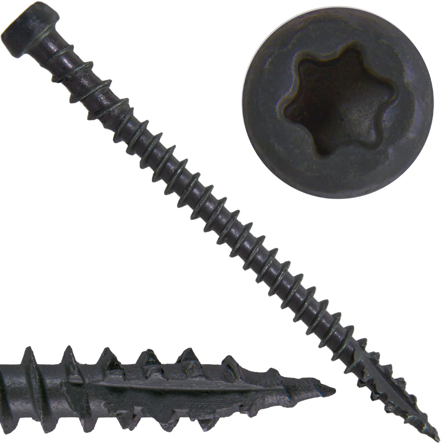 # 10 tornillos de madera revestidos exteriores de 2 a 3/4 pulgadas Winchester Grey (Yosemite, Caribou) Tornillo de madera con revestimiento exterior Torx/Star Drive Head (5 lbs ~ 350 tornillos