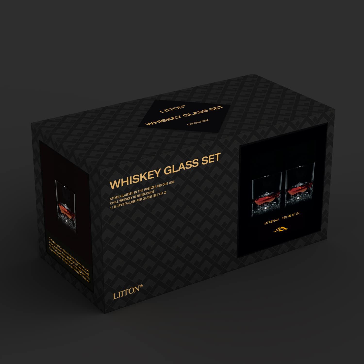 LIITON Denali Vasos de Whiskey Set de 2, 230ml Clear