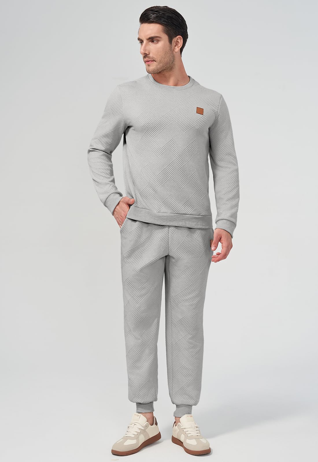 KUYIGO Set tuta da allenamento da uomo in 2 pezzi Felpa traspirante in cotone Pantaloni da jogging con coulisse Palestra Corsa Abbigliamento da allenamento S-2XL
