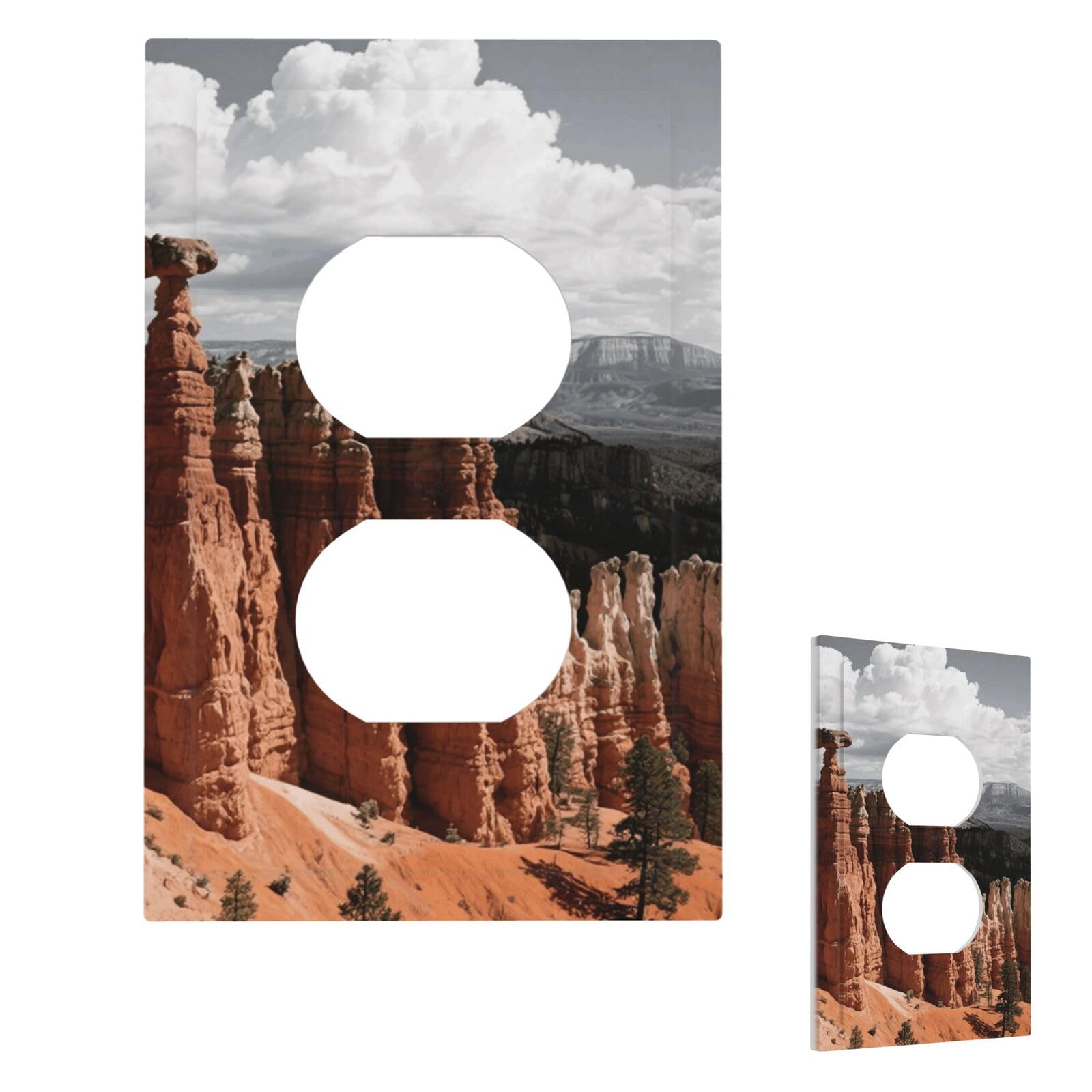 Bryce Canyon Wall Plate Cover Modern Decorative 1 Gang Light Switch Cover Unbreakable Receptacle Outlet Covers For Living Room Bedroom Home Decor Duplex