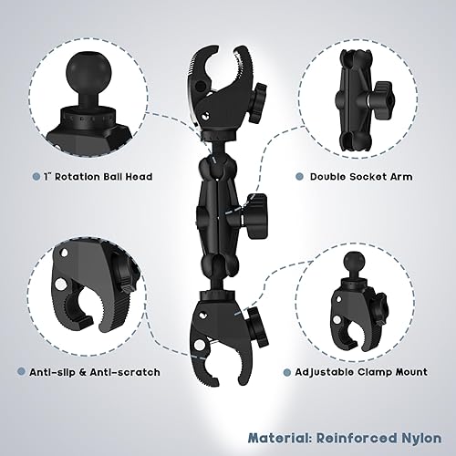 Miniatura 2 de Soporte de doble abrazadera con brazo mágico de 360, abrazadera de paraguas para silla de cochecito, soporte de cámara para soporte de luz, monitor,