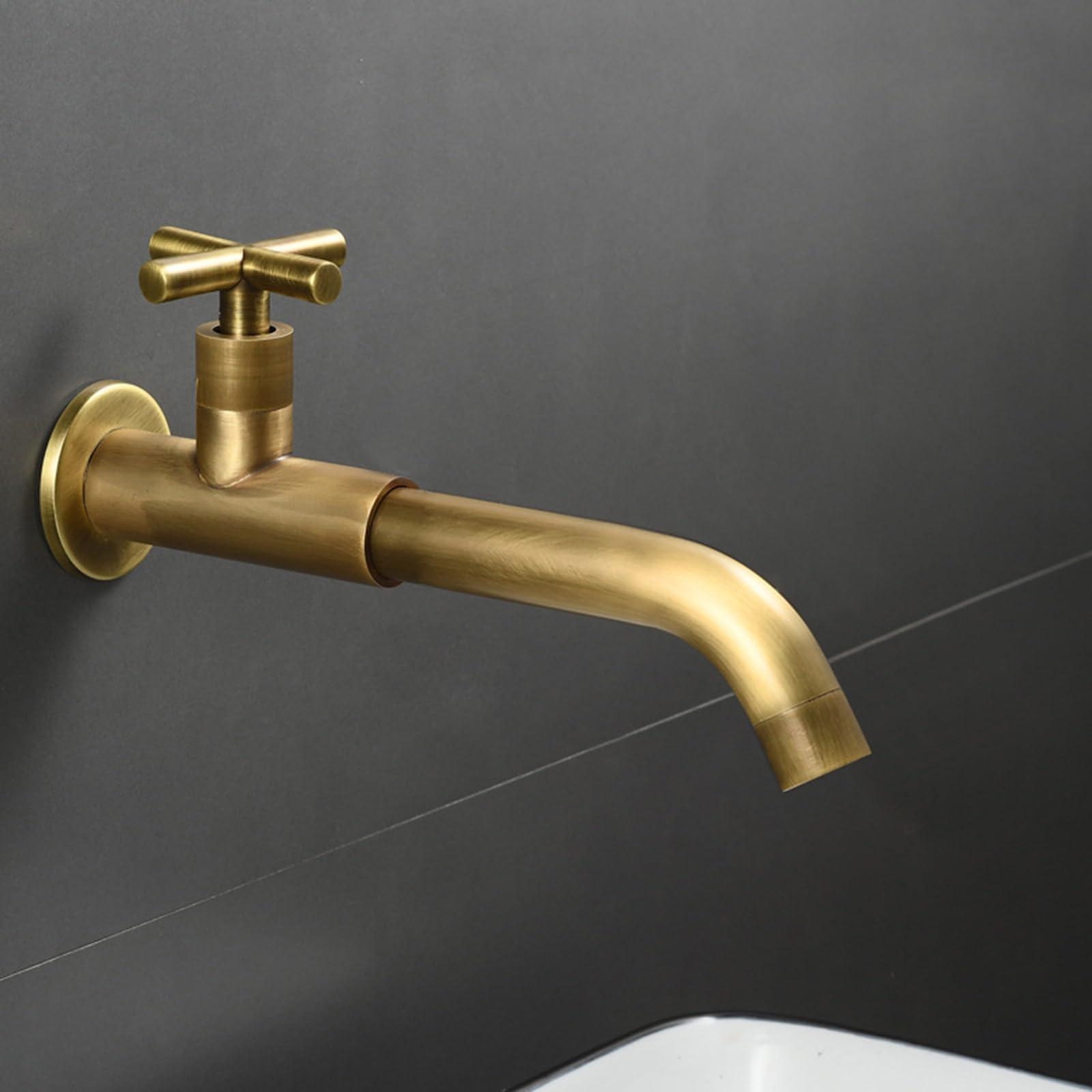 ANVLOJRIH Basin Mixer Tap Bathroom Sink Taps Cold Water Tap Wall Mounted Basin Tap Cross Handle Antique,23Cm Lavatory Sink Faucet