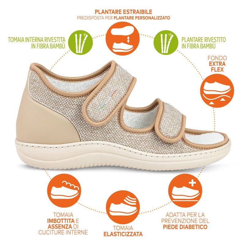 EXTRO STYLE - Sandali Ortopedici Donna e Uomo, Tecnica 11, Per Fasi Post Operatorie, Piede Reumatico, Vasculopatie e Metatarsalgie, Sandali Antiscivolo Con Plantari Estraibili, Grigio