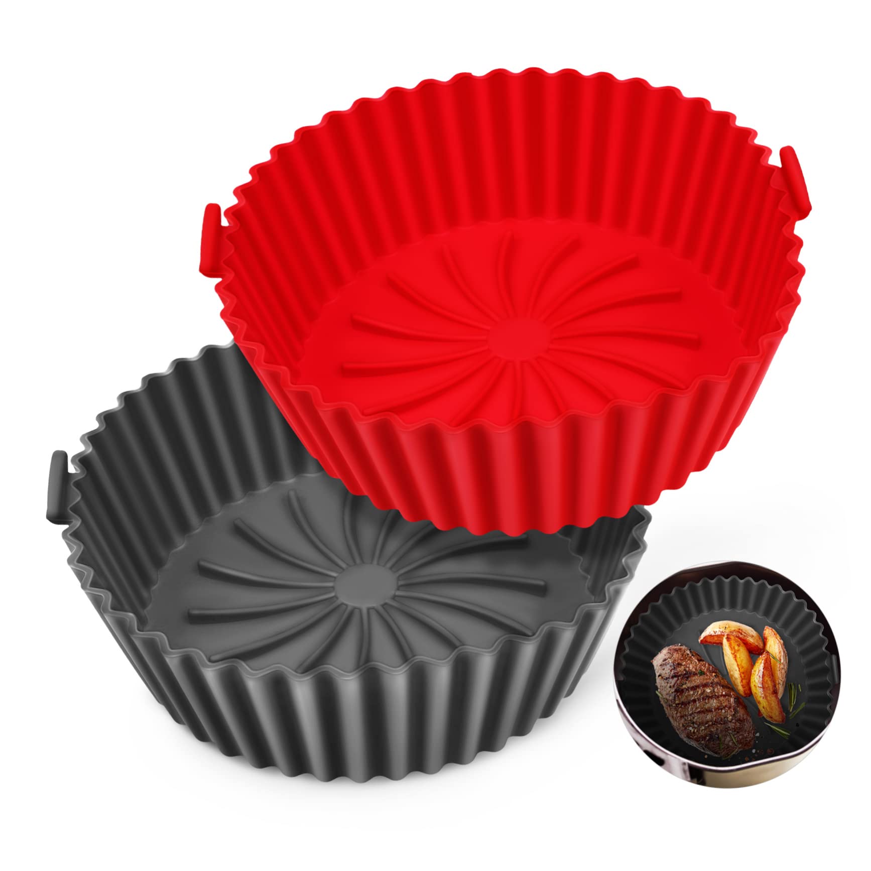 FUNOMOCYA Air Fryer Baking Liner Silicone Frying Pan Mat Multi-use Accessory for Air Fryer