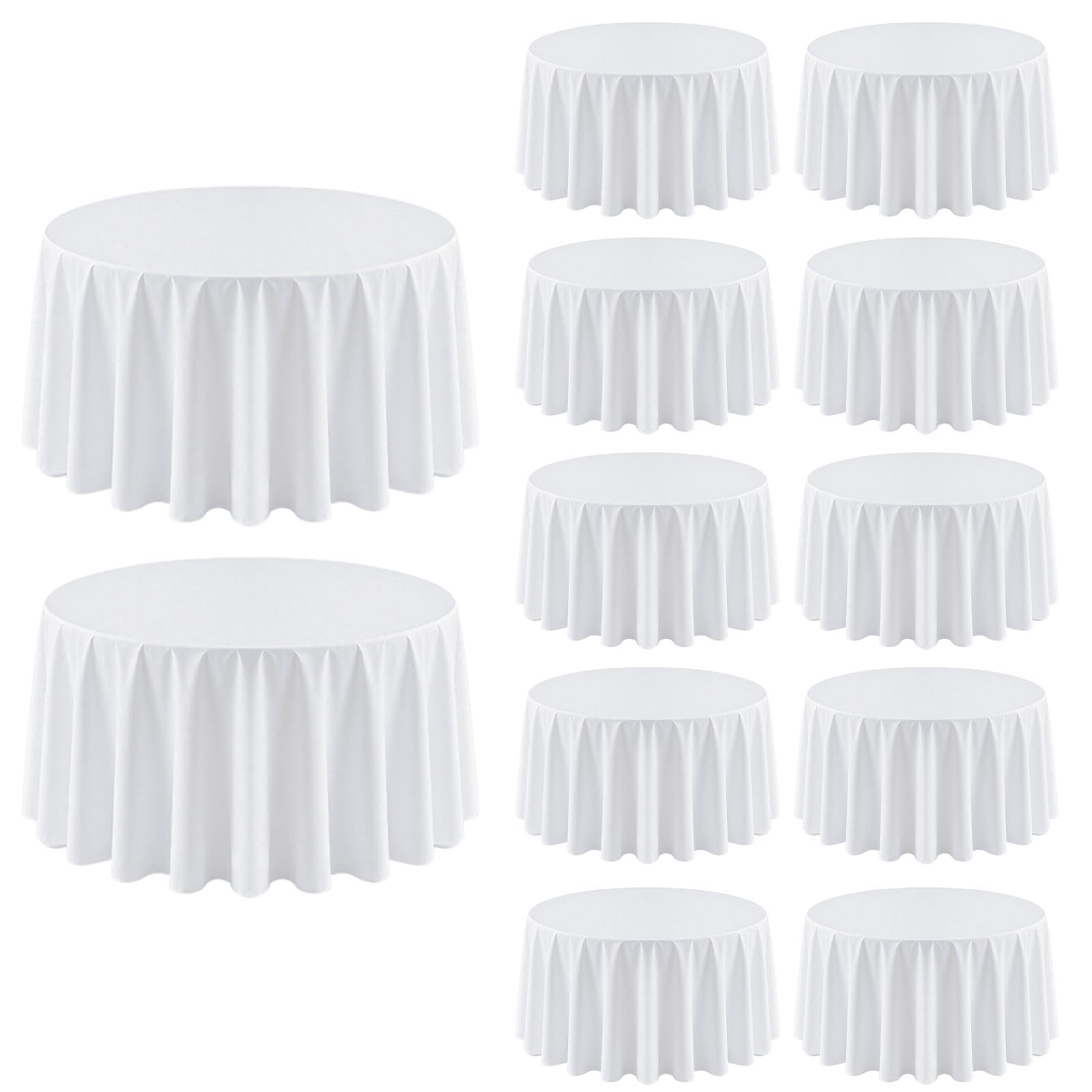 12 Pack Round Tablecloth 90 Inch Cloth White Tablecloth for Round Tables, Washable Polyester Table Cloth Stain and Wrinkle Resistant Decorative Table